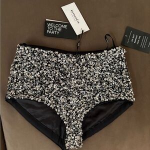 Retrofete Black and Silver crystal shorts